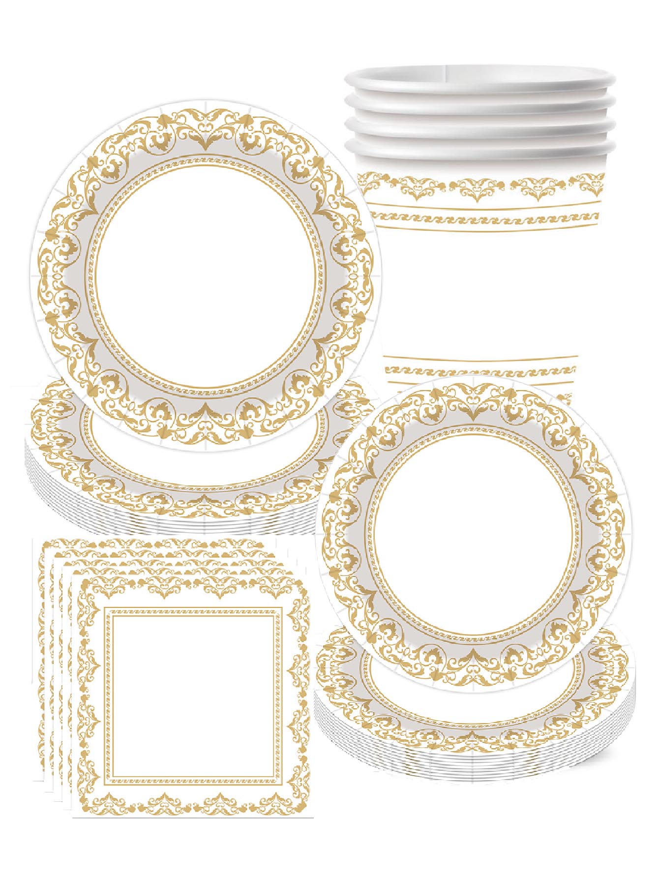 Outdoor Camping Dining Set - Assiettes, gobelets et serviettes en papier