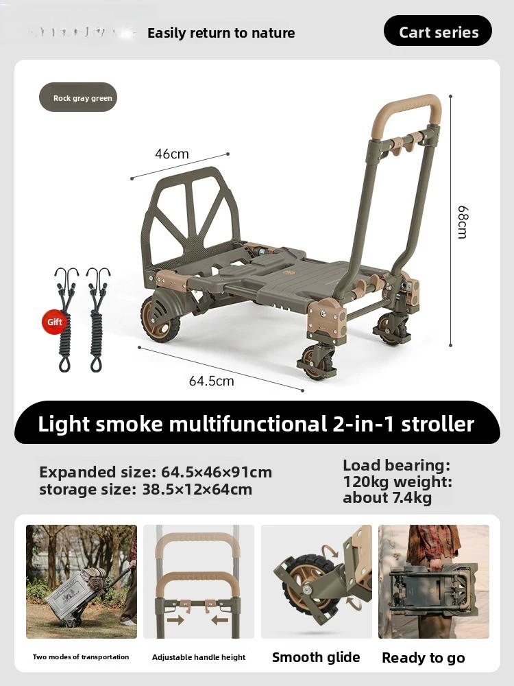 Chariot pliable 2-en-1 Natureh - Outdoor Camping Trolley avis et prix